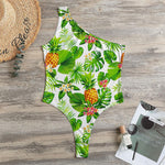 Aloha Hawaiian Pineapple Pattern Print One Shoulder Bodysuit