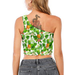 Aloha Hawaiian Pineapple Pattern Print One Shoulder Crop Top