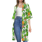 Aloha Hawaiian Pineapple Pattern Print Open Front Beach Cover Up