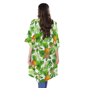 Aloha Hawaiian Pineapple Pattern Print Open Front Beach Cover Up