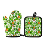 Aloha Hawaiian Pineapple Pattern Print Oven Mitt And Pot Holder Set