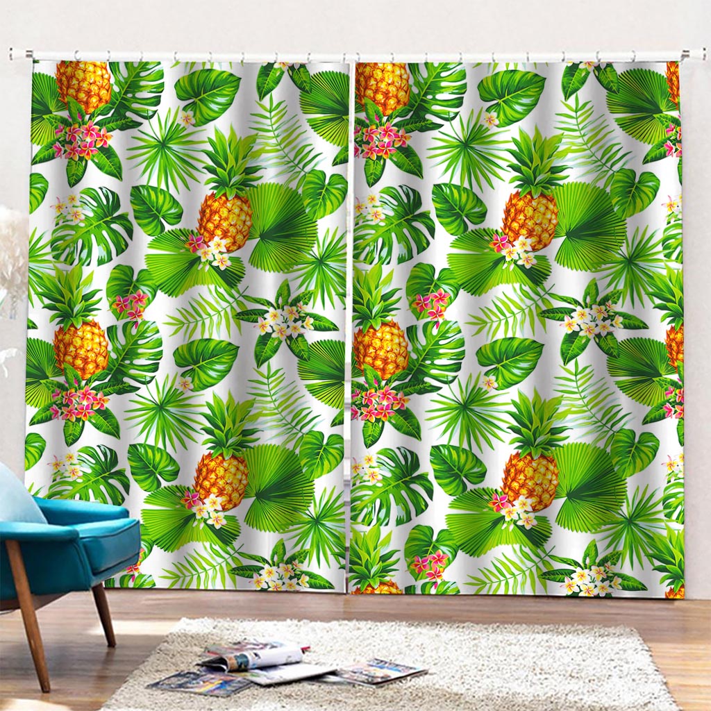 Aloha Hawaiian Pineapple Pattern Print Pencil Pleat Curtains