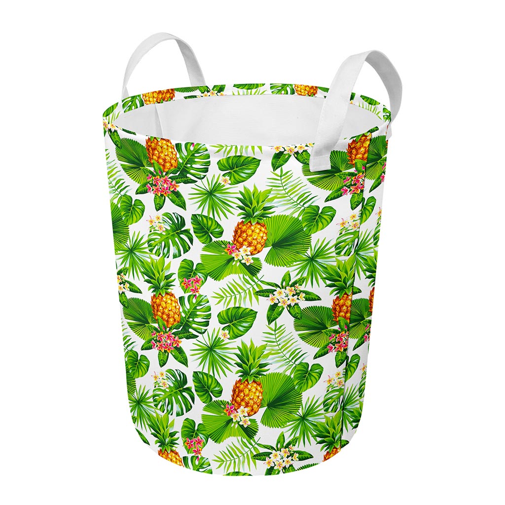 Aloha Hawaiian Pineapple Pattern Print Round Laundry Basket