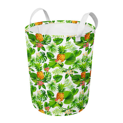 Aloha Hawaiian Pineapple Pattern Print Round Laundry Basket