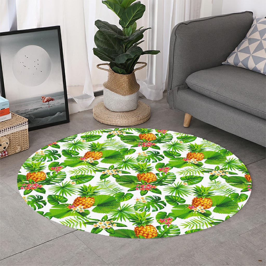 Aloha Hawaiian Pineapple Pattern Print Round Rug