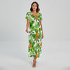 Aloha Hawaiian Pineapple Pattern Print Short Sleeve Maxi Dress