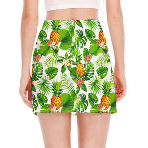 Aloha Hawaiian Pineapple Pattern Print Side Slit Mini Skirt