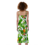 Aloha Hawaiian Pineapple Pattern Print Slim Fit Midi Cami Dress
