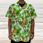 Aloha Hawaiian Pineapple Pattern Print Textured Short Sleeve Shirt