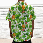 Aloha Hawaiian Pineapple Pattern Print Textured Short Sleeve Shirt