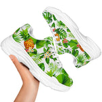 Aloha Hawaiian Pineapple Pattern Print White Chunky Shoes