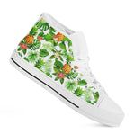Aloha Hawaiian Pineapple Pattern Print White High Top Sneakers