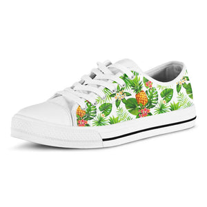 Aloha Hawaiian Pineapple Pattern Print White Low Top Sneakers