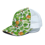 Aloha Hawaiian Pineapple Pattern Print White Mesh Trucker Cap