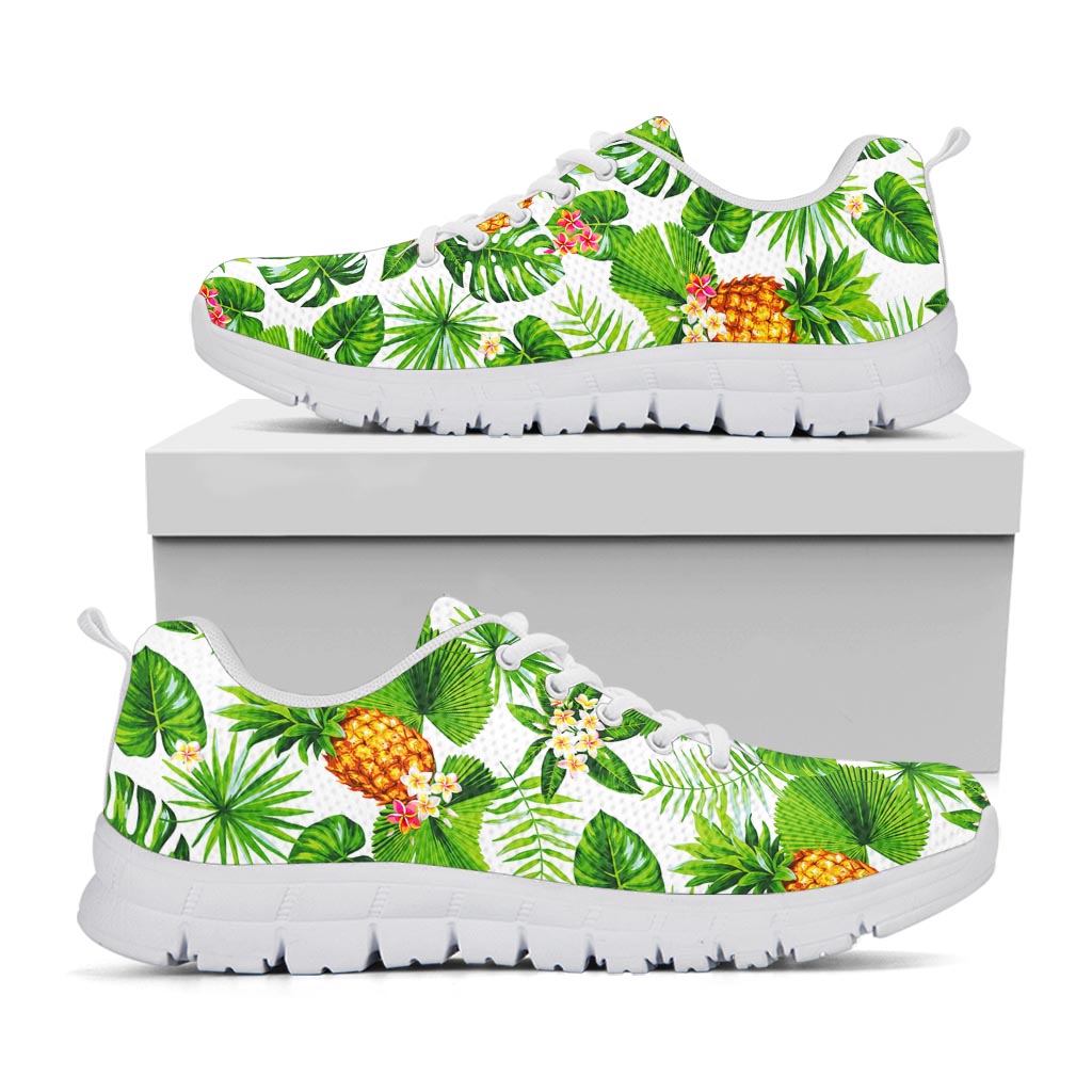 Aloha Hawaiian Pineapple Pattern Print White Running Shoes