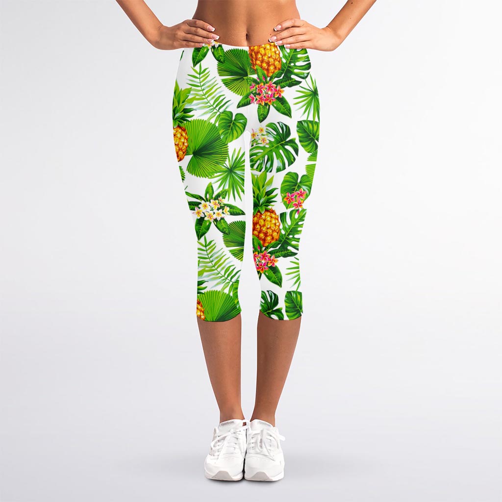 Aloha Hawaiian Pineapple Pattern Print Women's Capri Leggings