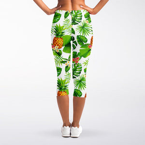 Aloha Hawaiian Pineapple Pattern Print Women's Capri Leggings