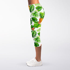 Aloha Hawaiian Pineapple Pattern Print Women's Capri Leggings