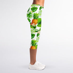 Aloha Hawaiian Pineapple Pattern Print Women's Capri Leggings