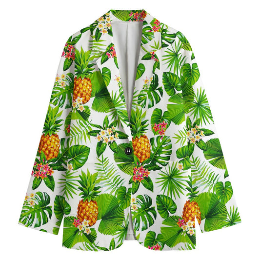 Aloha Hawaiian Pineapple Pattern Print Women's Cotton Blazer