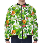 Aloha Hawaiian Pineapple Pattern Print Zip Sleeve Bomber Jacket