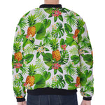 Aloha Hawaiian Pineapple Pattern Print Zip Sleeve Bomber Jacket