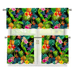 Aloha Hawaiian Tropical Pattern Print 3 Piece Kitchen Curtains