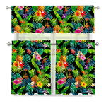 Aloha Hawaiian Tropical Pattern Print 3 Piece Kitchen Curtains