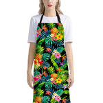 Aloha Hawaiian Tropical Pattern Print Bib Apron With Pocket