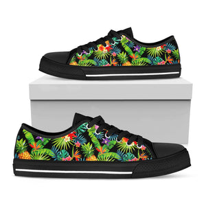 Aloha Hawaiian Tropical Pattern Print Black Low Top Sneakers