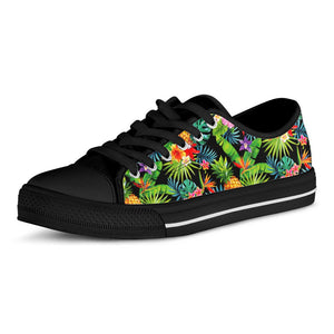 Aloha Hawaiian Tropical Pattern Print Black Low Top Sneakers