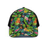 Aloha Hawaiian Tropical Pattern Print Black Mesh Trucker Cap