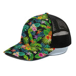 Aloha Hawaiian Tropical Pattern Print Black Mesh Trucker Cap