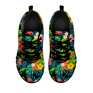 Aloha Hawaiian Tropical Pattern Print Black Running Shoes