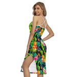 Aloha Hawaiian Tropical Pattern Print Cross Back Cami Dress