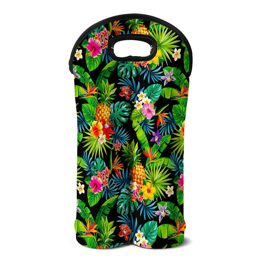 Aloha Hawaiian Tropical Pattern Print Double Neoprene Wine Tote