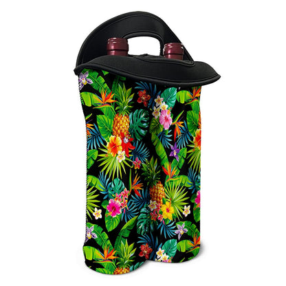 Aloha Hawaiian Tropical Pattern Print Double Neoprene Wine Tote