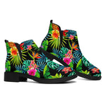 Aloha Hawaiian Tropical Pattern Print Flat Ankle Boots