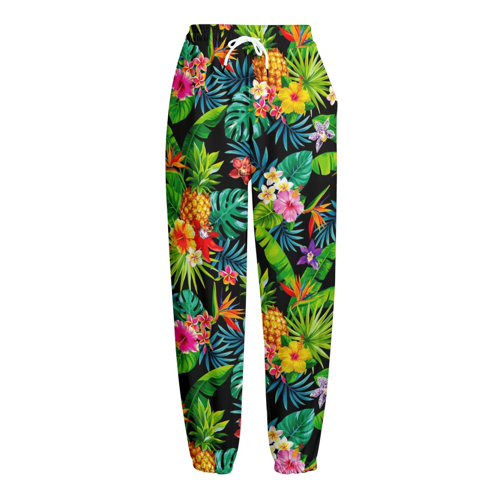 Aloha Hawaiian Tropical Pattern Print Fleece Lined Knit Pants