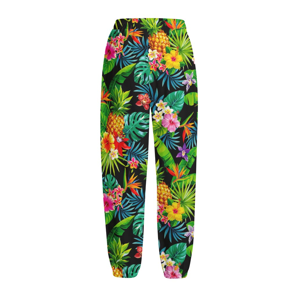 Aloha Hawaiian Tropical Pattern Print Fleece Lined Knit Pants