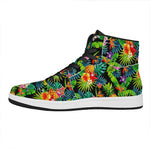 Aloha Hawaiian Tropical Pattern Print High Top Leather Sneakers
