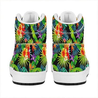 Aloha Hawaiian Tropical Pattern Print High Top Leather Sneakers