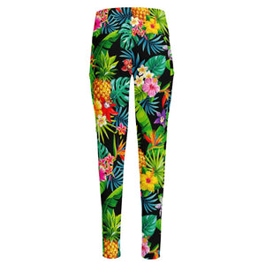 Aloha Hawaiian Tropical Pattern Print High-Waisted Pocket Leggings