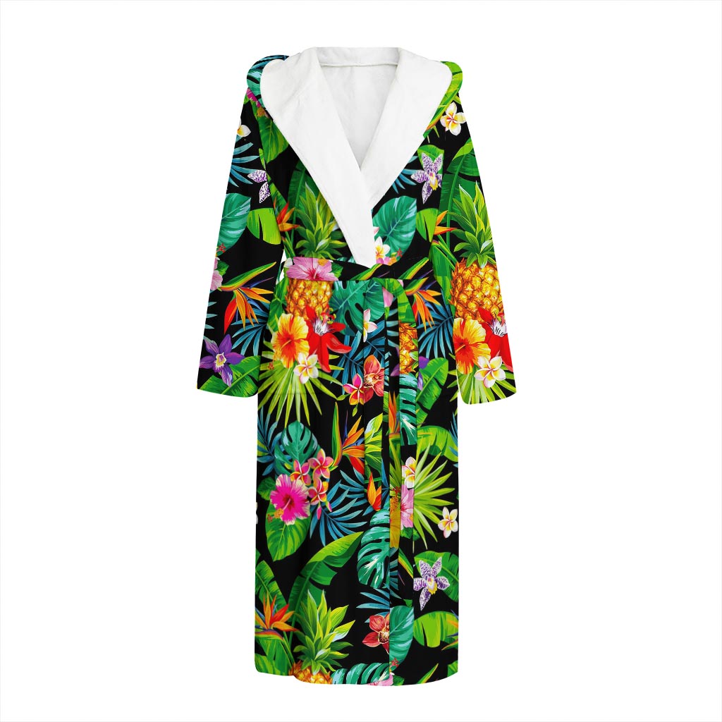 Aloha Hawaiian Tropical Pattern Print Hooded Bathrobe