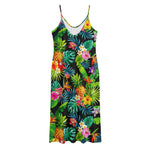 Aloha Hawaiian Tropical Pattern Print Jersey Midi Cami Dress