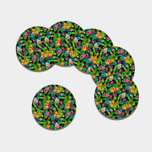 Aloha Hawaiian Tropical Pattern Print Leather Coaster Set