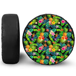 Aloha Hawaiian Tropical Pattern Print Leather Spare Tire Cover