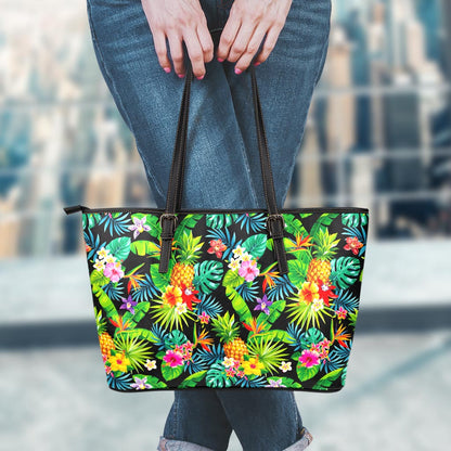 Aloha Hawaiian Tropical Pattern Print Leather Tote Bag
