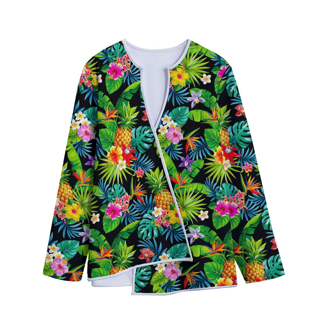 Aloha Hawaiian Tropical Pattern Print Long Sleeve Short Coat