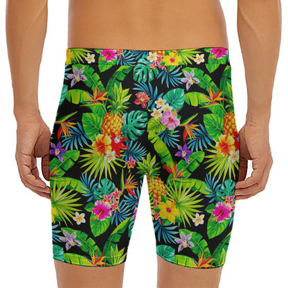 Aloha Hawaiian Tropical Pattern Print Men's Long Boxer Briefs